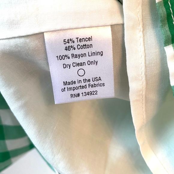 NWT Emerson Fry Green & White Gingham Peasant Top. Size small. - Picture 13 of 13